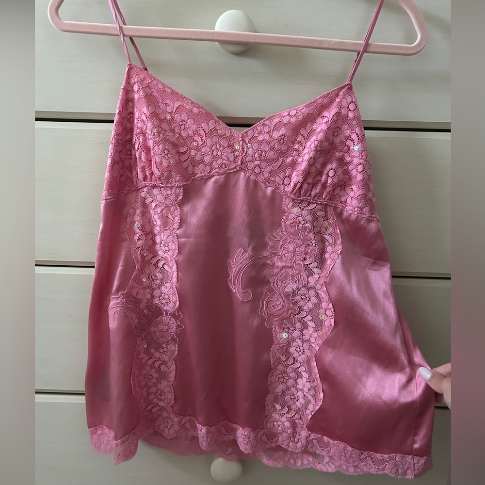 pink sequence cami top